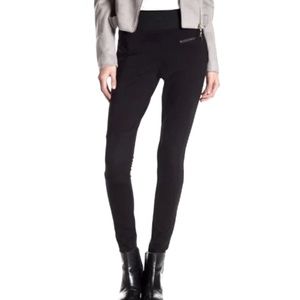 Romeo + Juliet Couture Black Stretch Pants with Zippers, Skinny Leg, Athleisure